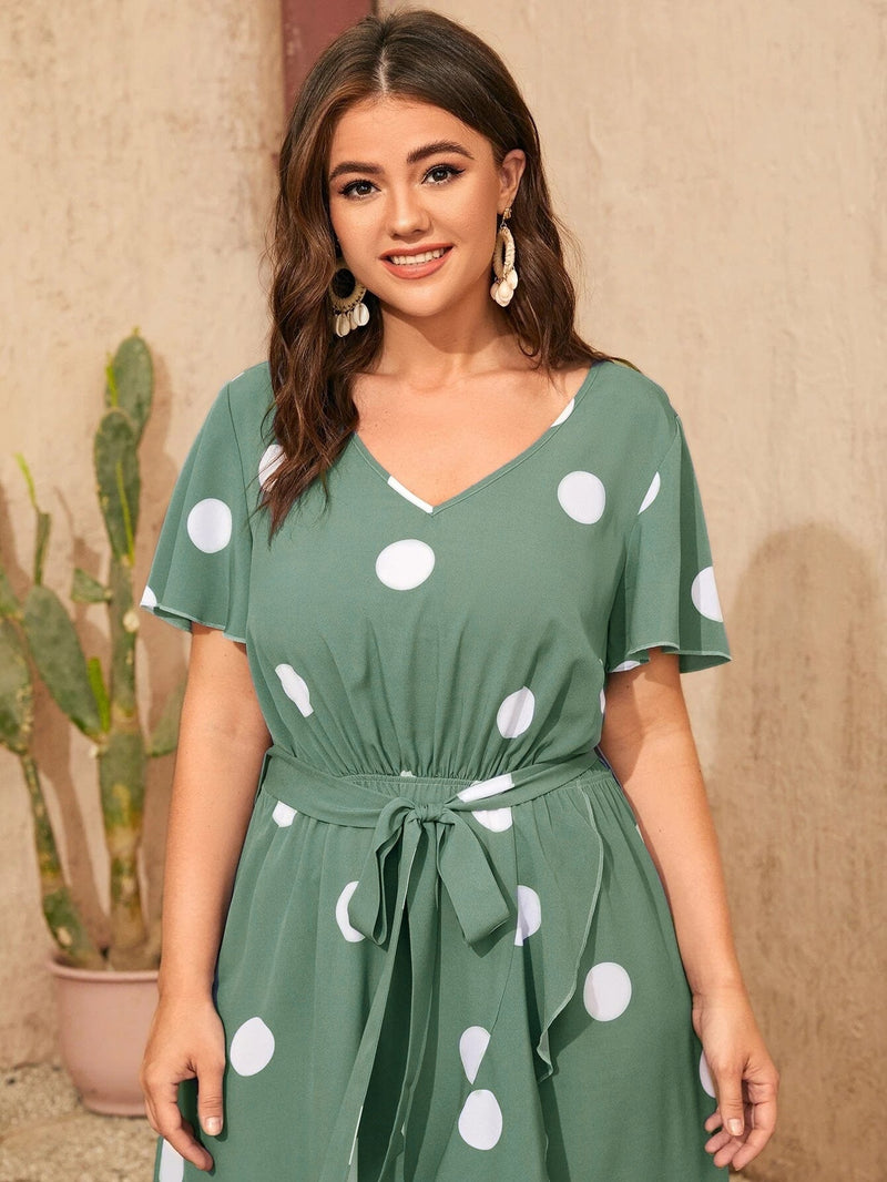 Vestido com estampa poá - Plus size