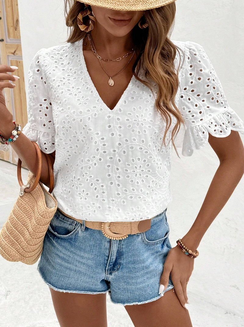 Blusa de lese com decote em V