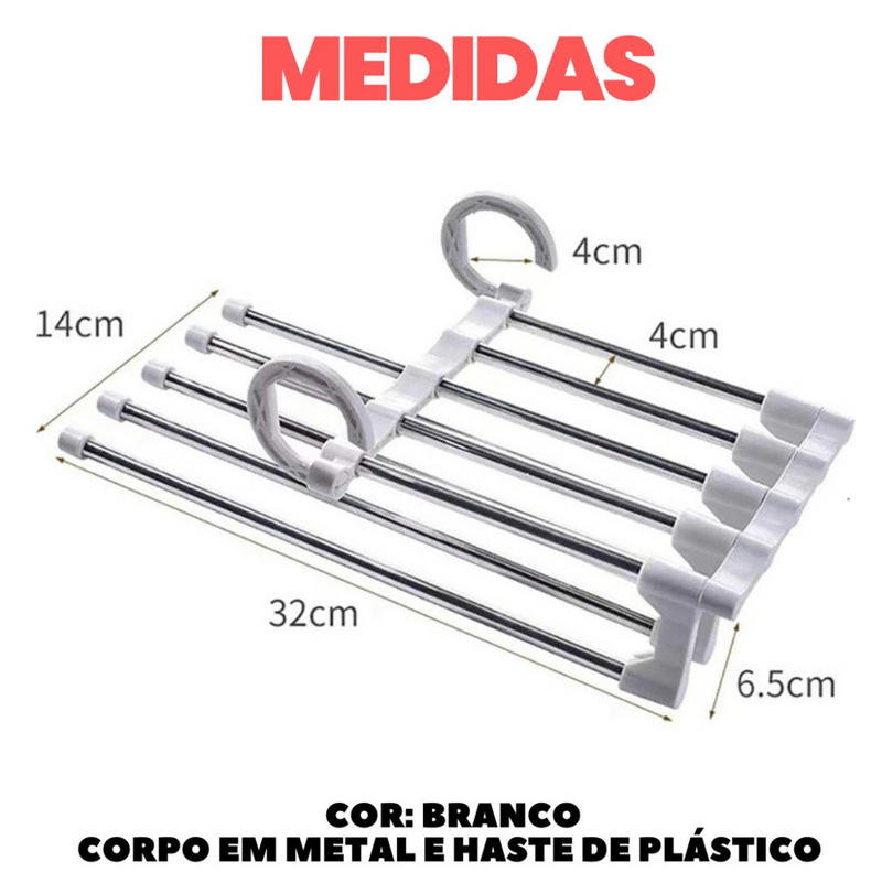 Cabide Multifuncional de Inox com 5 Divisórias