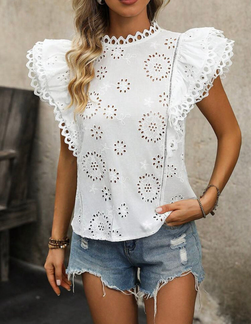 Blusa de lese com manga borboleta