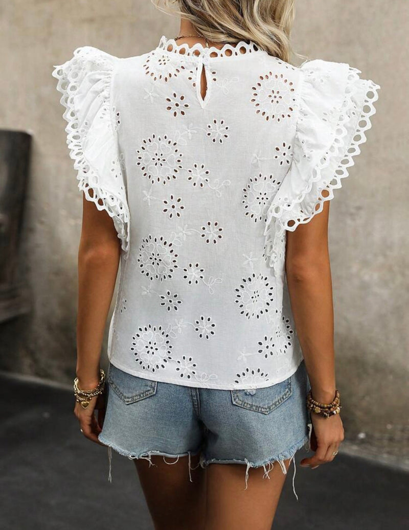 Blusa de lese com manga borboleta