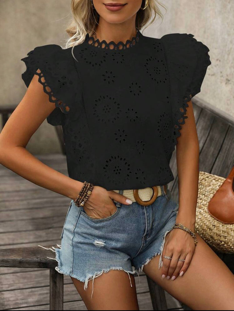 Blusa de lese com manga borboleta